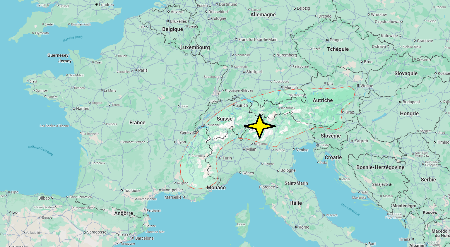 Où se situent les Alpes sur la carte de France