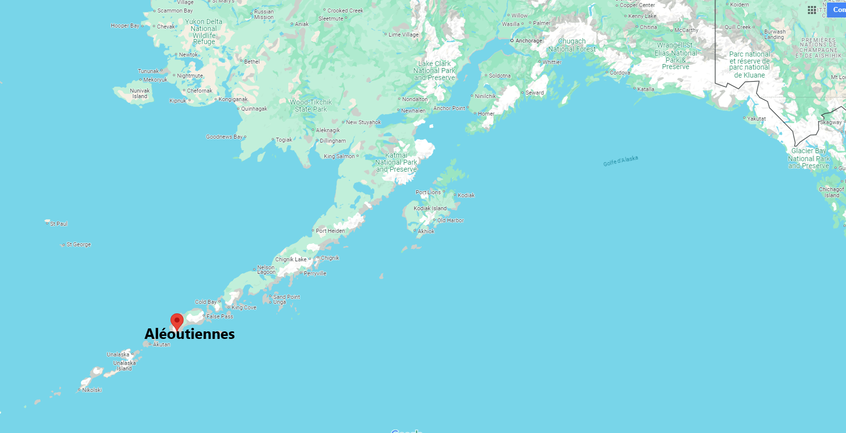 Où se trouvent les îles Aléoutiennes