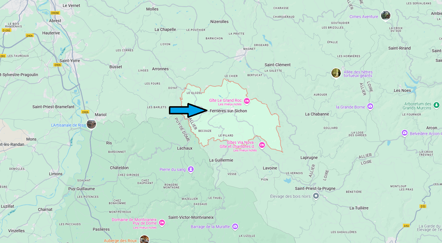 Où se situe Ferrières-sur-Sichon (03250)